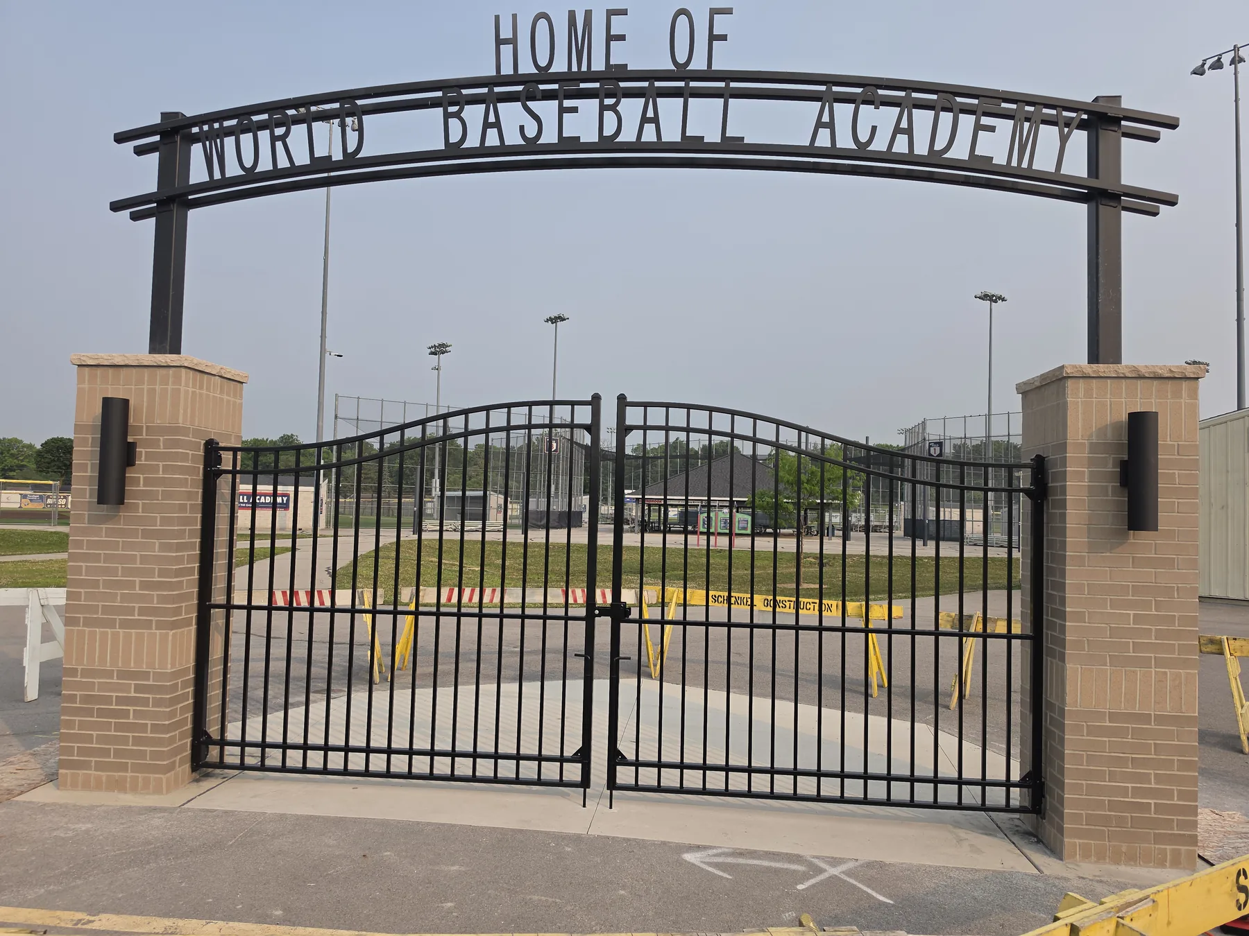 Large commercial swing gate installation